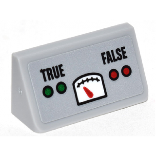 Slope 30 1 x 2 x 2/3 with Gauge, Red and Green Circle Buttons and 'TRUE' and 'FALSE' Pattern (Sticker) - Set 76052