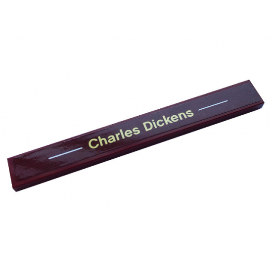 Tile 1 x 8 with White Stripes and Gold 'Charles Dickens' Pattern (Sticker) - Set 40410