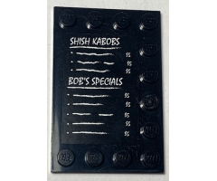 Tile, Modified 4 x 6 with Studs on Edges with 'SHISH KABOBS' and 'BOB'S SPECIALS' Pattern (Sticker) - Set 70812
