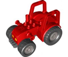 Duplo, Vehicle Farm Tractor with 2 x 2 Studs on Hood and Yellow Headlights Pattern
