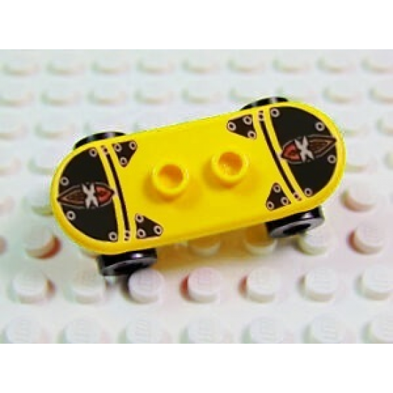 Minifigure, Utensil Skateboard with Trolley Wheel Holders with Island Xtreme Stunts Logo and Skid Plates with Rivets Pattern (Sticker) and Black Trolley Wheels (42511pb22 / 2496)
