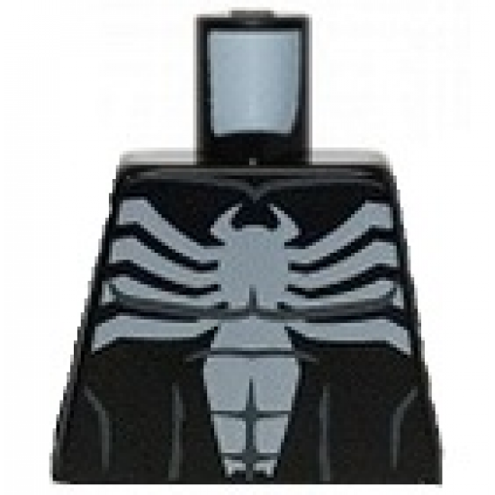 Torso Spider-Man Dark Bluish Gray Muscles Outline with White Spider Front and Back Pattern (Venom)