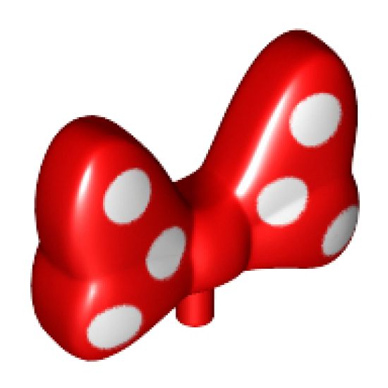 Minifigure, Headgear Accessory Bow Large with Pin Attachment with 6 White Polka Dots on Front and Back Pattern