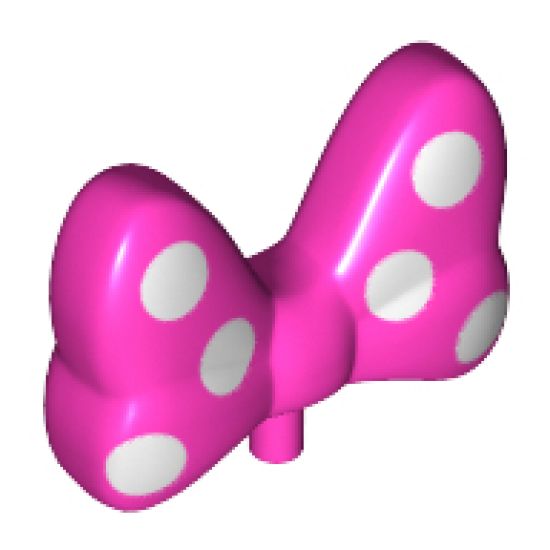 Minifigure, Headgear Accessory Bow Large with Pin Attachment with 6 White Polka Dots on Front and Back Pattern