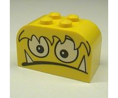 Slope, Curved 4 x 2 x 2 Double with Four Studs with Monster Face Scared w/ Teeth Pattern
