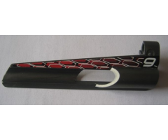 Technic, Panel Fairing # 7 Small Long, Large Hole, Side A with '9' and White, Black and Red Pattern (Sticker) - Set 8470