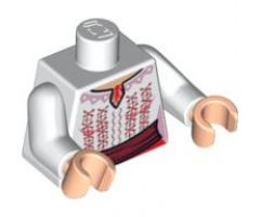 Torso Indiana Jones Female Blouse with Red and Pink Embroidery Pattern / White Arms / Light Nougat Hands