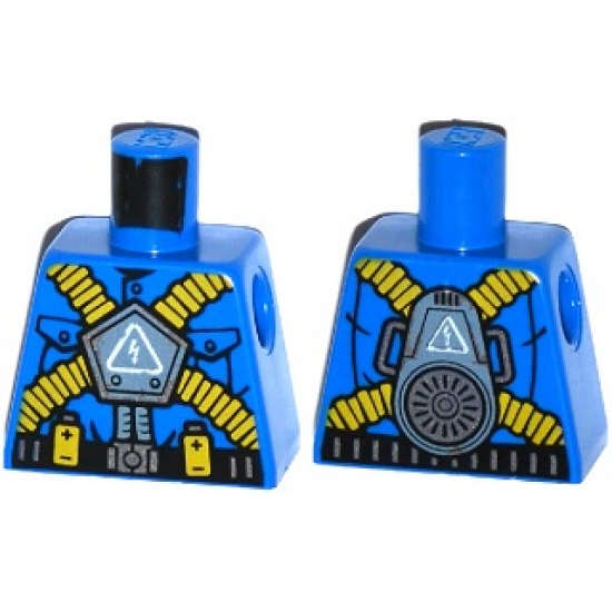 Torso Ultra Agents Villain with Electricity Danger Sign, Yellow Ribbed Hoses, Yellow Batteries on Belt Pattern