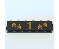 Brick 1 x 6 with Red Number 1 and Four Stars with Yellow Borders Pattern