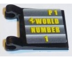 Flag 2 x 2 Square with Yellow 'P1 WORLD NUMBER 1' Pattern (Sticker) - Set 8168