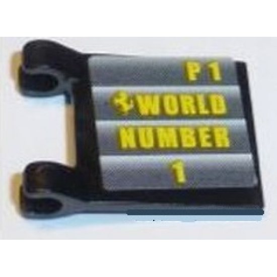 Flag 2 x 2 Square with Yellow 'P1 WORLD NUMBER 1' Pattern (Sticker) - Set 8168