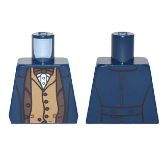 Torso Trench Coat over Dark Brown Suit Jacket and Bow Tie, Dark Tan Vest and White Shirt Pattern