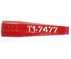 Wedge 16 x 4 Triple Curved with White 'T1-7477' Left Side Pattern (Sticker) - Sets 7298 / 7477