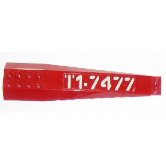 Wedge 16 x 4 Triple Curved with White 'T1-7477' Left Side Pattern (Sticker) - Sets 7298 / 7477