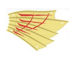 Cloth Sail 27 x 20 Left with Red and Dark Tan Lines Pattern