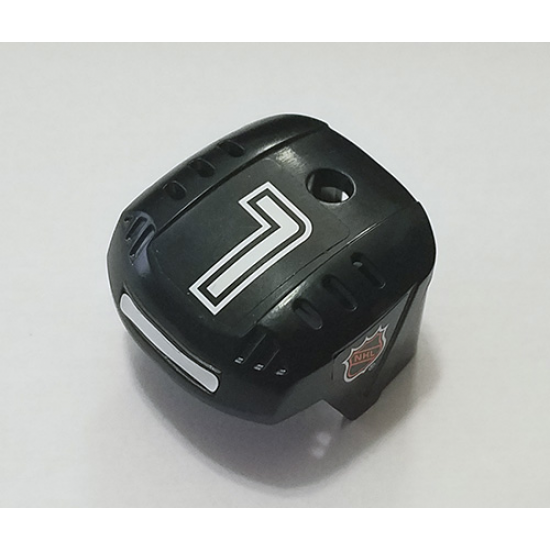Sports Hockey Helmet with NHL Logo Both Sides, White Number 7 and White Stripe Pattern (Stickers) - Set 3544