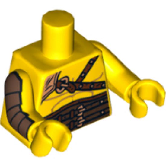 Torso Gladiator Armor with Leather Straps Pattern / Yellow Arm Left / Yellow Arm Right with Gold Armor Pattern / Yellow Hands