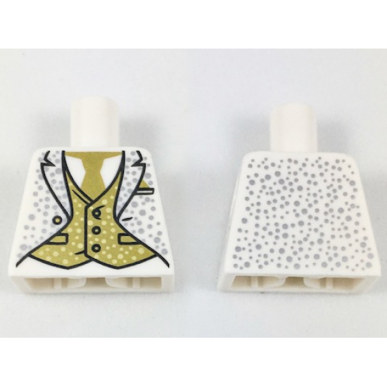Torso Tuxedo with Gold Tie and Vest, Silver Speckles Pattern