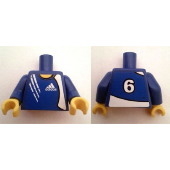 Torso Soccer Adidas Logo Blue No. 6 Pattern (Stickers) / Blue Arms / Yellow Hands