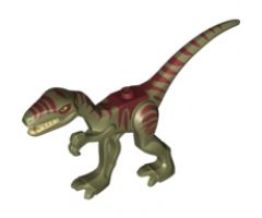 Animal, Dinosaur Coelophysis / Gallimimus with Dark Red Stripes and Yellow Eyes Pattern