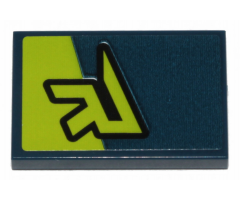 Tile 2 x 3 with Lime 'R' and Stripe Pattern (Sticker) - Set 70835