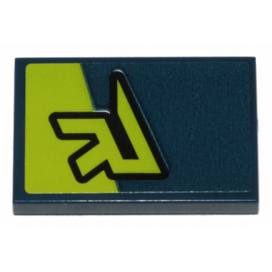 Tile 2 x 3 with Lime 'R' and Stripe Pattern (Sticker) - Set 70835