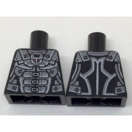 Torso Ninjago Dark Bluish Gray Armor with Wolf Head Emblem Pattern