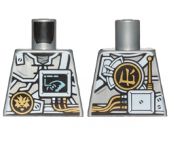 Torso Ninjago Armor with Silver Armor Plates, Golden Dragon Emblem, Screen and Circuits Pattern