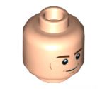 Minifigure, Head Dual Sided Brown Eyebrows, Cheek Lines, Chin Dimple, Smile / Angry Pattern - Hollow Stud