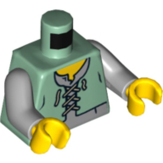 Torso Castle Kingdoms Peasant Vest over Light Bluish Gray Shirt Pattern / Light Bluish Gray Arms / Yellow Hands