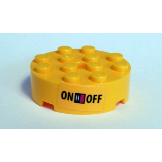 Brick, Round 4 x 4 with Hole with 'ON' and 'OFF' Switch Pattern (Sticker) - Set 41346