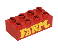 Duplo, Brick 2 x 4 with 'FARM' Pattern