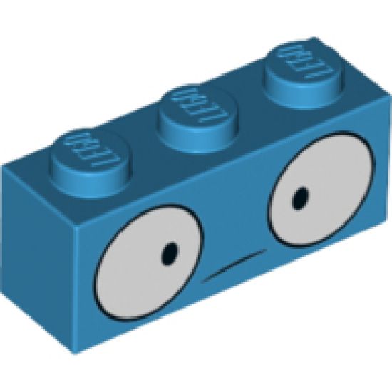 Brick 1 x 3 with Large Round Eyes and Confused Expression Pattern