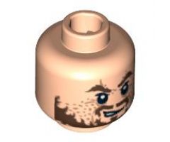 Minifigure, Head PotC Hector Barbossa Ragged Brown Beard Pattern - Hollow Stud