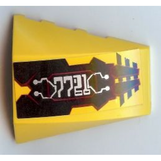 Wedge 4 x 4 No Studs with Silver '7721' and Circuitry Pattern (Sticker) - Set 7721