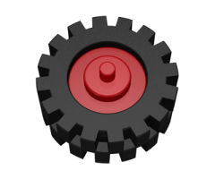 Wheel & Tire Assembly Center Small with Stub Axles (Pulley Wheel) with Black Tire 15mm D. x 6mm Offset Tread Small (3464 / 3641)