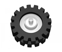 Wheel & Tire Assembly Center Small with Stub Axles (Pulley Wheel) with Black Tire 15mm D. x 6mm Offset Tread Small (3464 / 3641)
