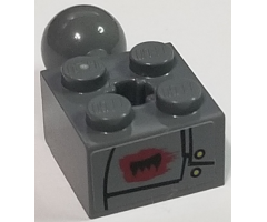 Technic, Brick Modified 2 x 2 with Ball and Axle Hole with Black Fang and Bolted Plates Pattern Model Right Side (Sticker) - Set 70012-2