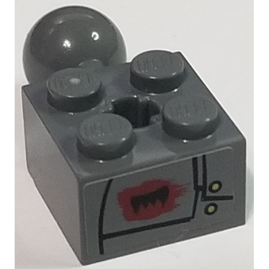 Technic, Brick Modified 2 x 2 with Ball and Axle Hole with Black Fang and Bolted Plates Pattern Model Right Side (Sticker) - Set 70012-2