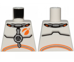 Torso Spacesuit with Dark Bluish Gray and Orange Stripes Pattern