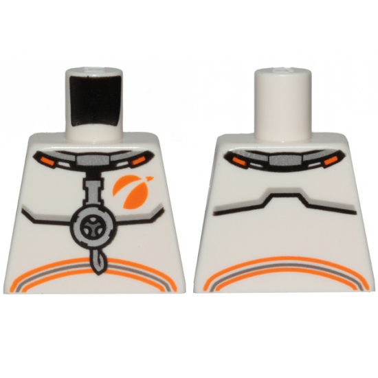 Torso Spacesuit with Dark Bluish Gray and Orange Stripes Pattern
