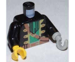 Torso Pirate Captain Pattern / Black Arms / Yellow Hand Right / Light Gray Hook Left
