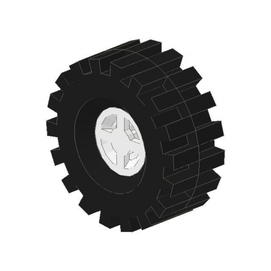 Wheel & Tire Assembly 8mm D. x 6mm with Black Tire 21mm D. x 9mm Offset Tread Medium (4624 / 4084)