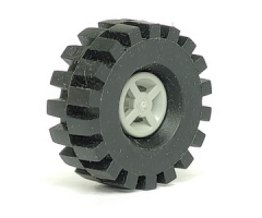 Wheel & Tire Assembly 8mm D. x 6mm with Black Tire 21mm D. x 9mm Offset Tread Medium (4624 / 4084)