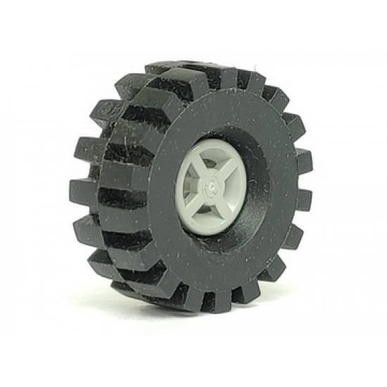 Wheel & Tire Assembly 8mm D. x 6mm with Black Tire 21mm D. x 9mm Offset Tread Medium (4624 / 4084)