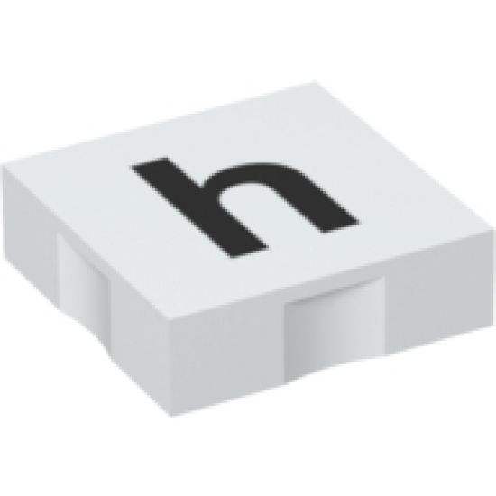 Duplo, Tile 2 x 2 with Black Lowercase Letter h Pattern