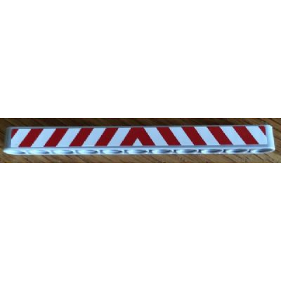 Technic, Liftarm 1 x 11 Thick with Red and White Danger Stripes Pattern (Sticker) - Set 8052
