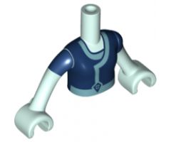 Mini Doll, Torso Friends Girl Dark Blue Tunic with Silver Blue Rim Pattern, Light Aqua Arms with Hands with Dark Blue Sleeves