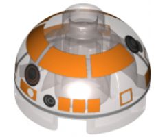 Brick, Round 2 x 2 Dome Top with Orange with Silver Band around Dome Pattern (R3-S1)