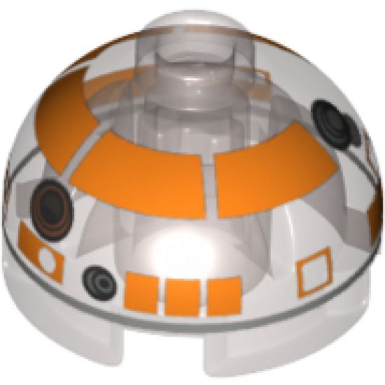 Brick, Round 2 x 2 Dome Top with Orange with Silver Band around Dome Pattern (R3-S1)